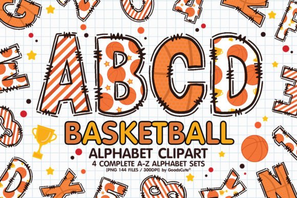 Basketball Alphabet a-Z Letters PNG: Dynamic Design Assets