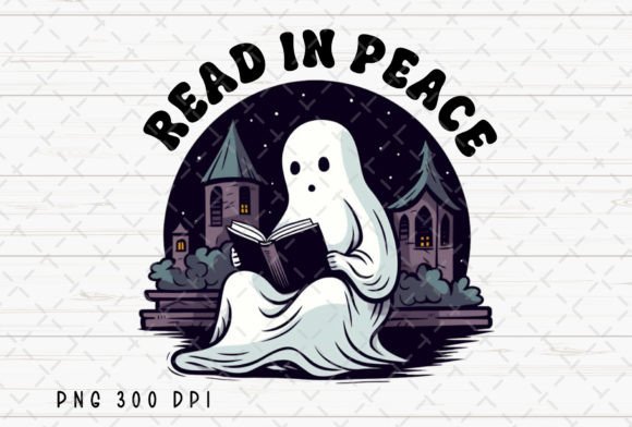 Book Lover Ghost Retro Halloween PNG: Spooky Charm for Creative Projects