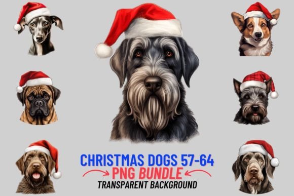 Christmas Dogs in Hats: Festive Sublimation Art for Creators