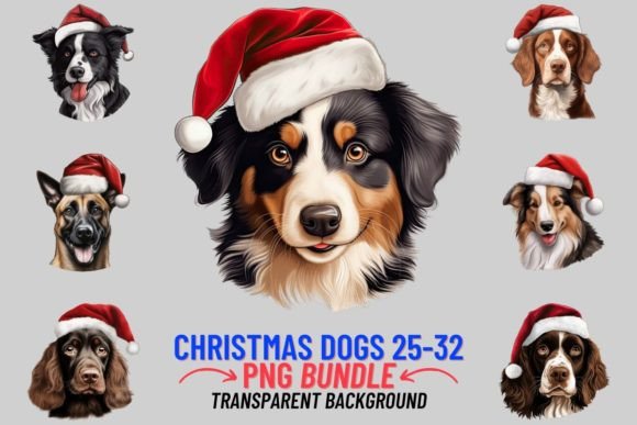 Christmas Dogs in Hats Sublimation 25-32: Festive Design Assets