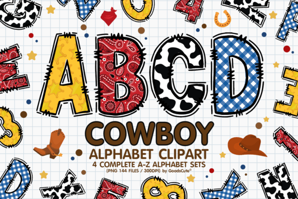 Cowboy Alphabet a-Z Letters PNG: Authentic Western Typography