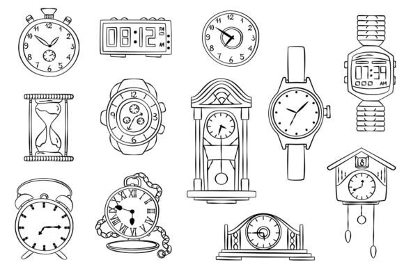 Craft Timeless Charm with Hand Drawn Clock Vectors
