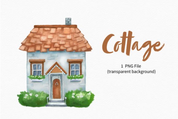 Cute House Watercolor Clipart Cottage: A Cozy Design Element