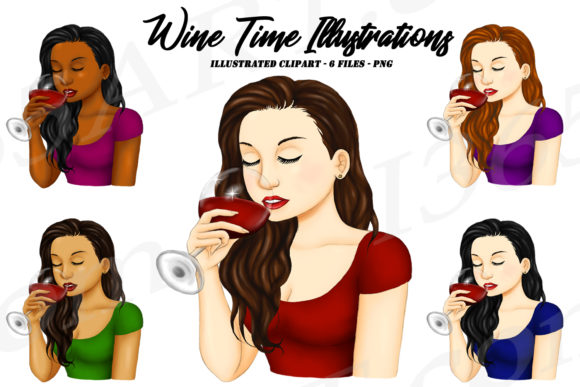 Elegant Sips: Styling with Women Drinking Wine Clipart