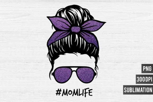 Mom Life PNG Sublimation-Purple Glitter: A Designer's Go-To Asset