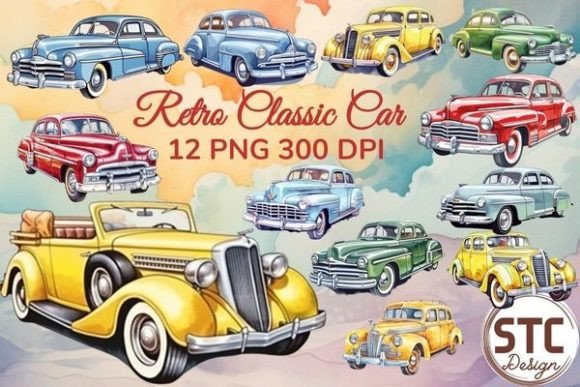 Retro Classic Car Watercolor: A Design Asset with Timeless Appeal
