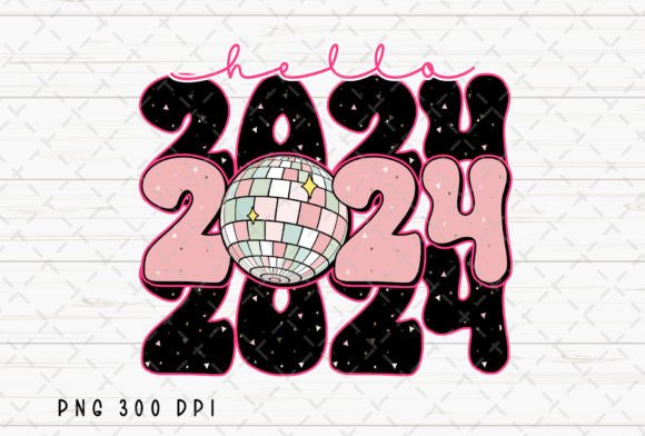 Retro Vibes: Mastering the Hello 2024 Stacked New Year PNG