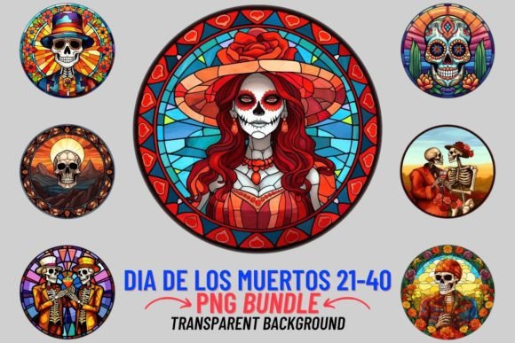 Stained Glass Dia De Los Muertos 21-40: A Visual Feast for Your Designs