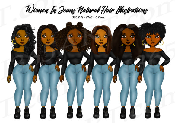 Styling Modern Projects with Black Women Clipart Denim Jeans Girl PNG