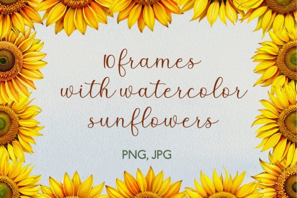 Warm Up Your Designs with Watercolor Sunflower Frames II
