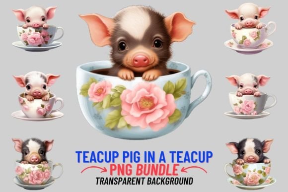 Watercolor Teacup Pigs: A Delightful Design Asset for Every Creator